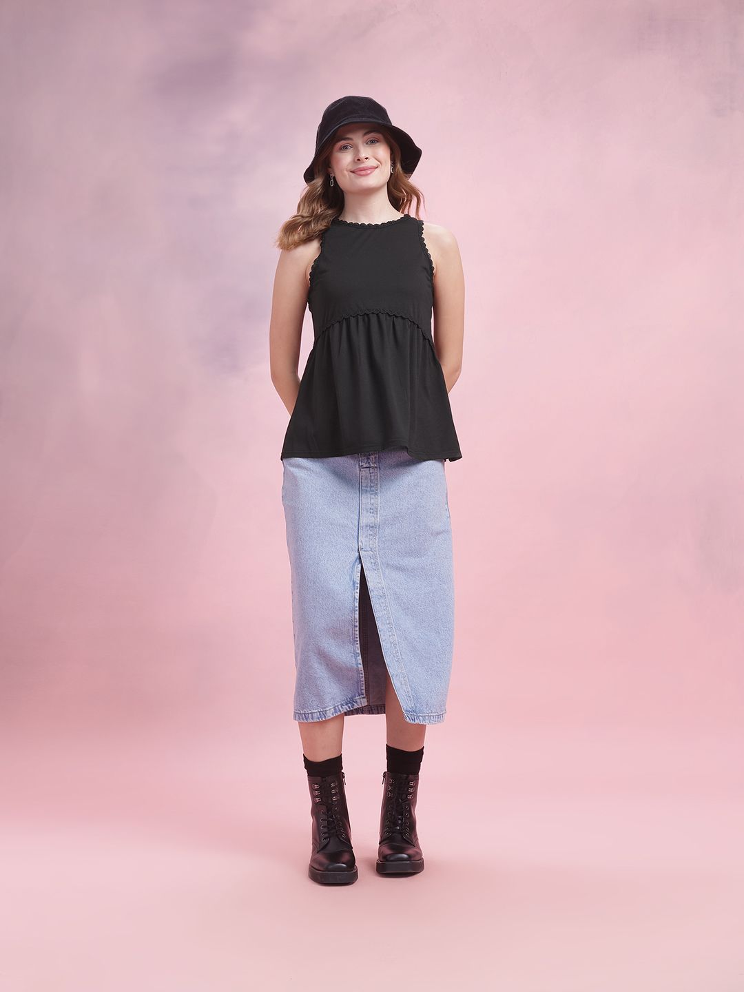 DressBerry Lace Inserts Detail Empire Top