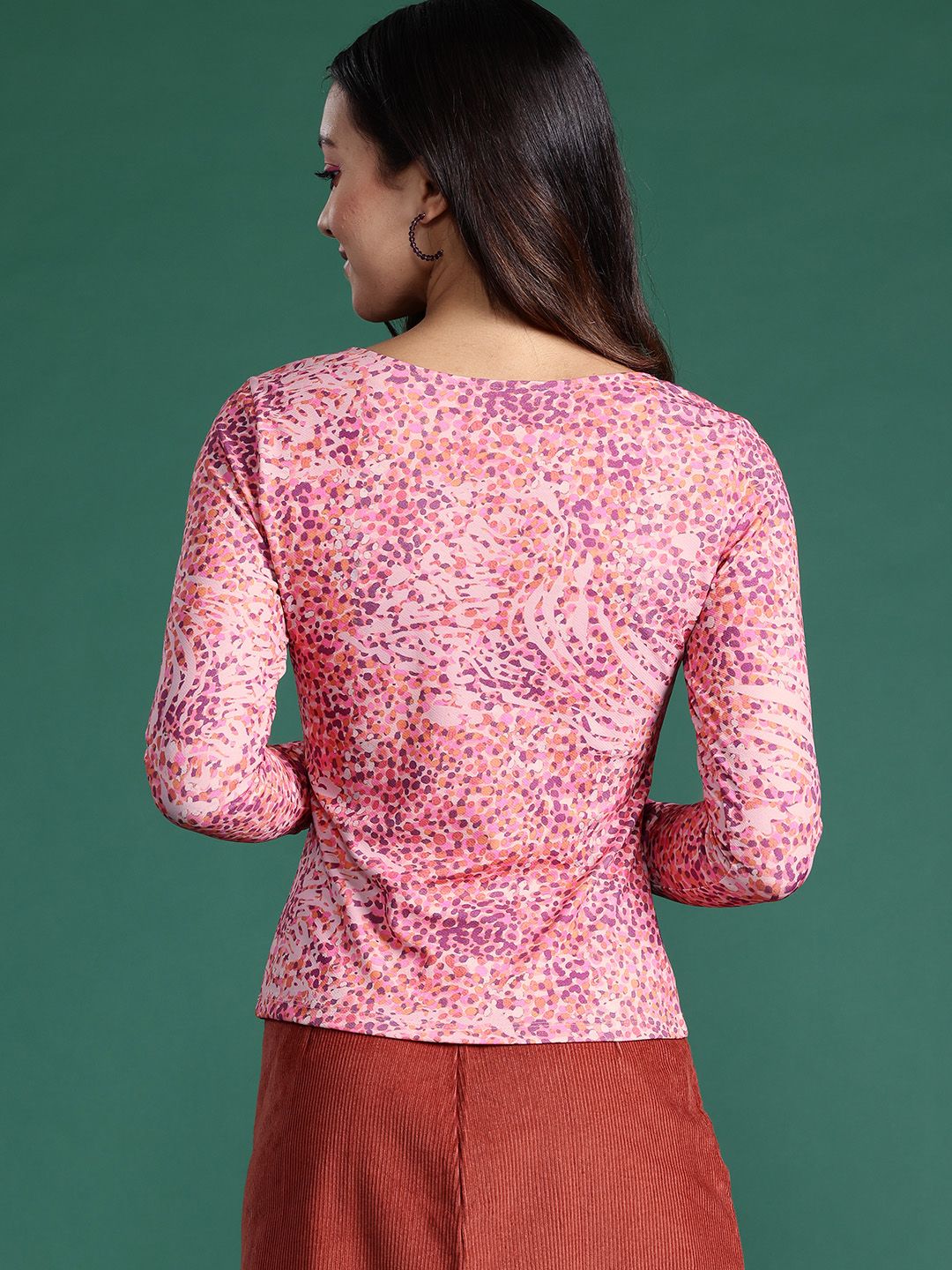 DressBerry Printed Square Neck Top