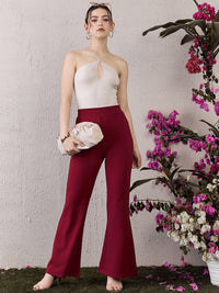 Berrylush Women High-Rise Bootcut Trousers