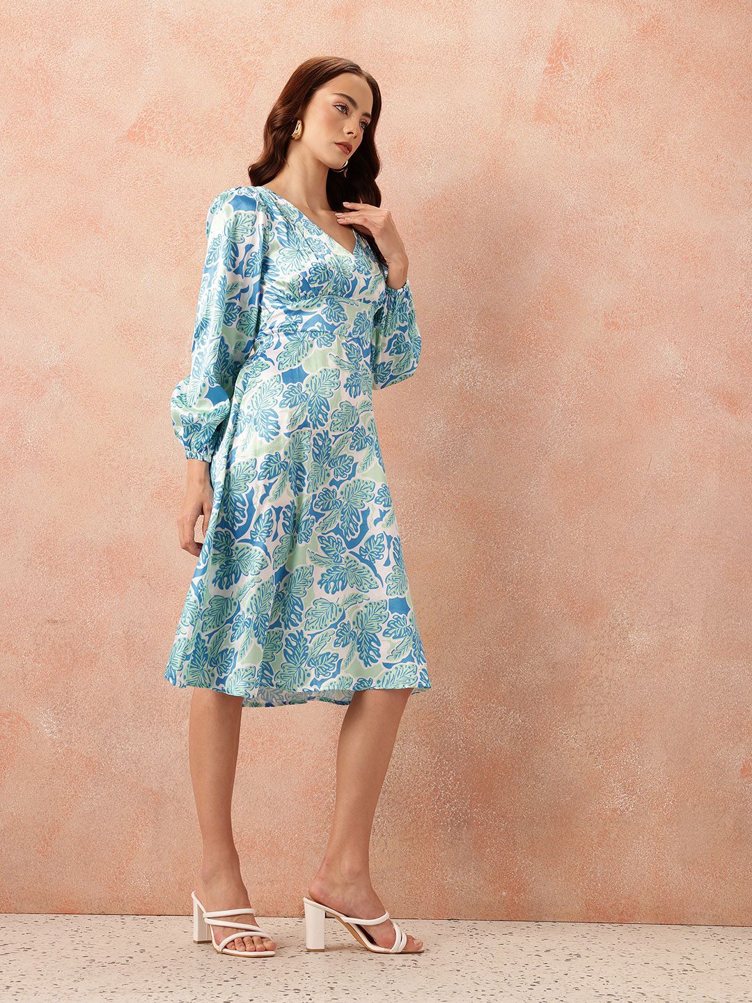 all about you Floral Print Satin Empire Dress