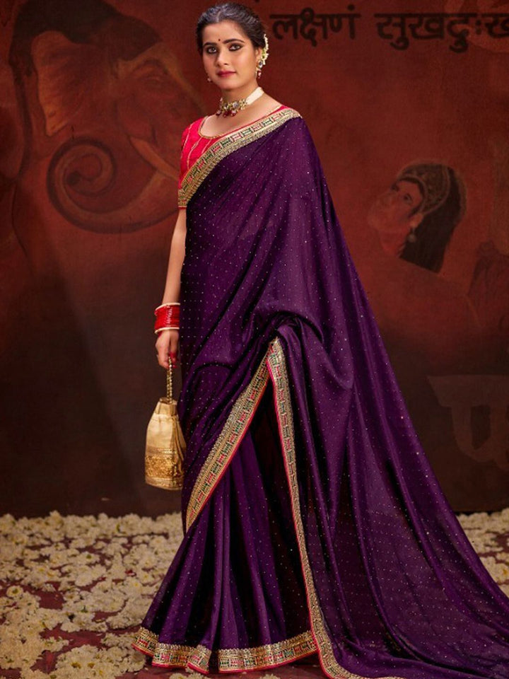 Saree mall Embellished Beads and Stones Silk Blend Sarees