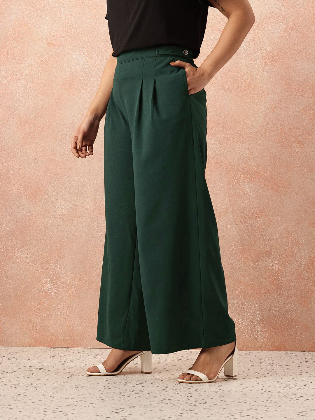 All About You Plus Size Women Wide Leg Pleated Trousers