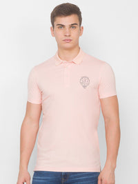 SPYKAR Men Pink Applique Slim Fit T-shirt