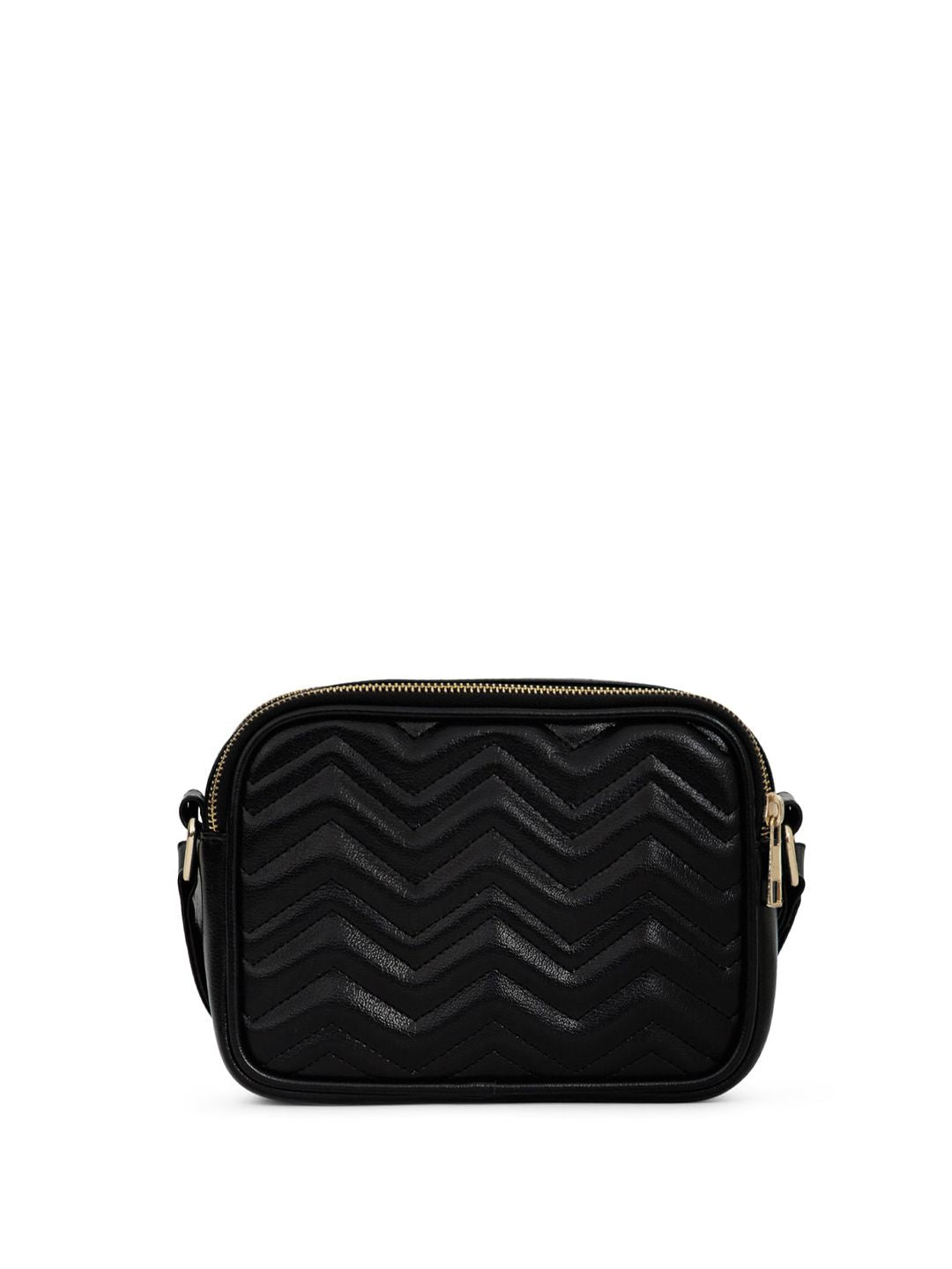 Berrylush Black Textured Structured Sling Bag