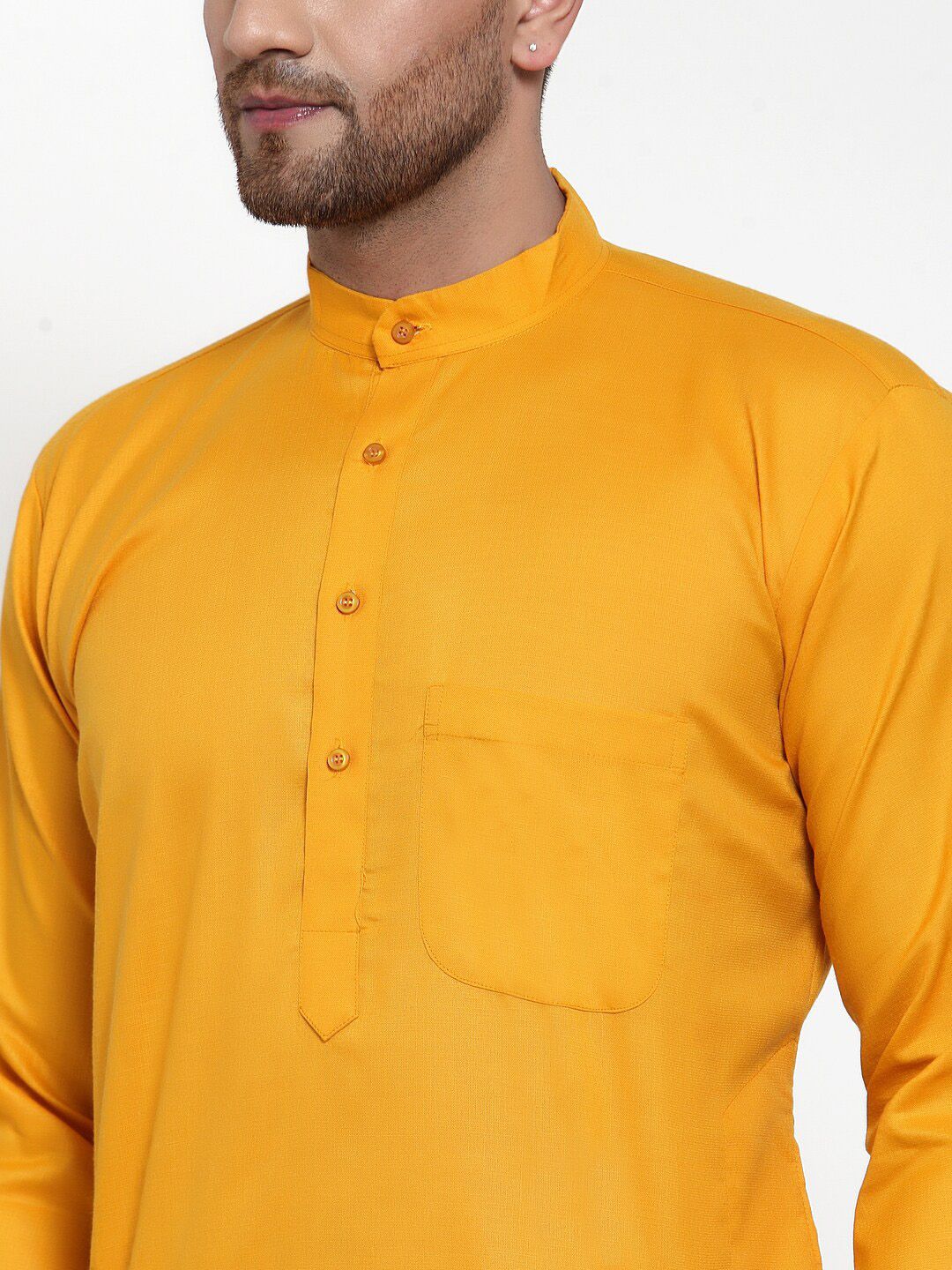 Jompers Men Orange Solid Kurta with Pyjamas