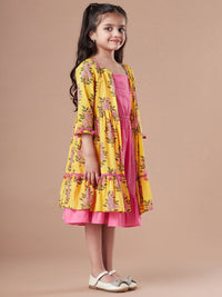 pspeaches Girls Print Fit & Flare Dress With Shrug
