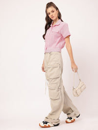 DressBerry Edgy Elegance Pinstripes Short Sleeve Shirt