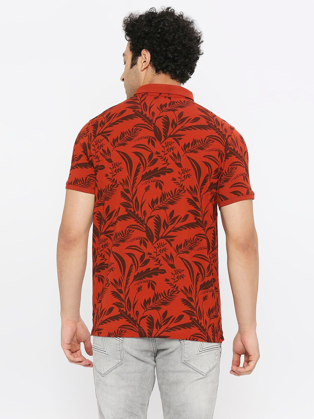 SPYKAR Tropical Printed Polo Collar Cotton T-shirt