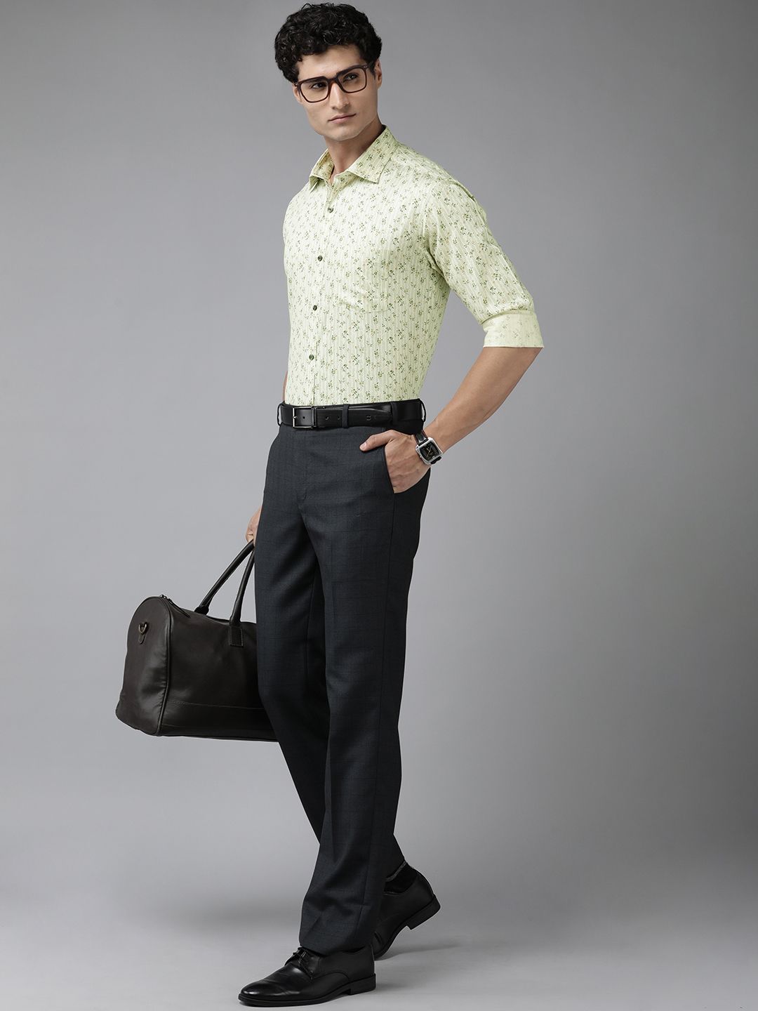 Park Avenue Men Super Slim Fit Floral Opaque Printed Pure Cotton Formal Shirt With Pocket