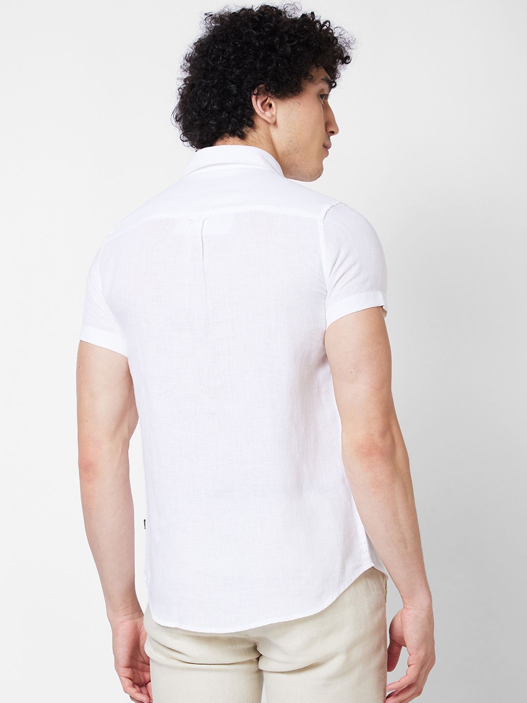 SPYKAR Spread Collar Linen Casual Shirt