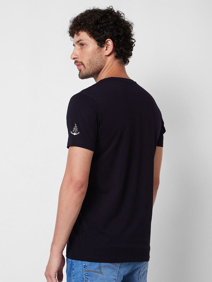 SPYKAR Round Neck Short Sleeves Typography Printed Slim Fit Cotton T-shirt