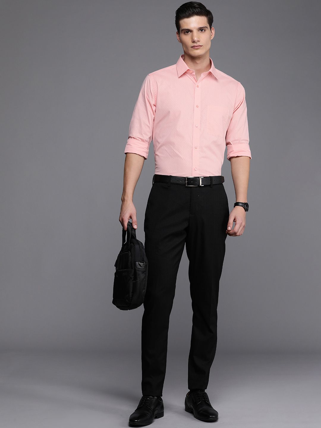 Raymond Self Design Slim Fit Pure Cotton Formal Shirt