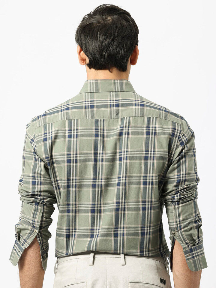 RARE RABBIT Men Torrey Slim Fit Tartan Checked Cotton Shirt