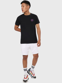 Bewakoof Men Black & Purple Printed Pure Cotton T-shirt