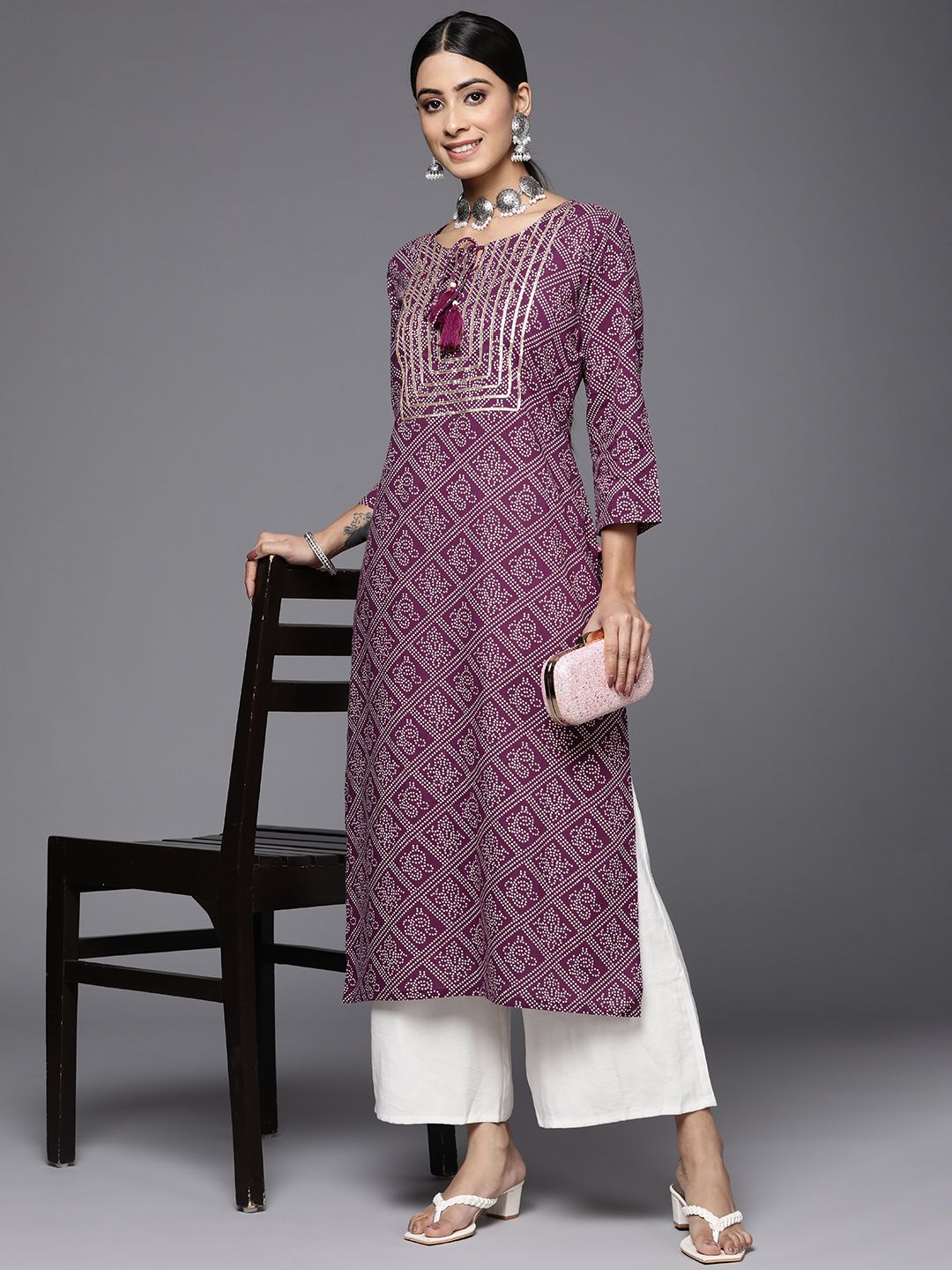 Varanga Women Ethnic Motifs Printed Gotta Patti Indie Prints Kurta
