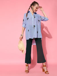 STREET 9 Women Blue Graphic Shirt