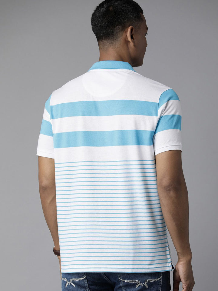 Park Avenue Men Striped Polo Collar Slim Fit T-shirt