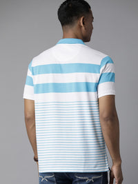 Park Avenue Men Striped Polo Collar Slim Fit T-shirt