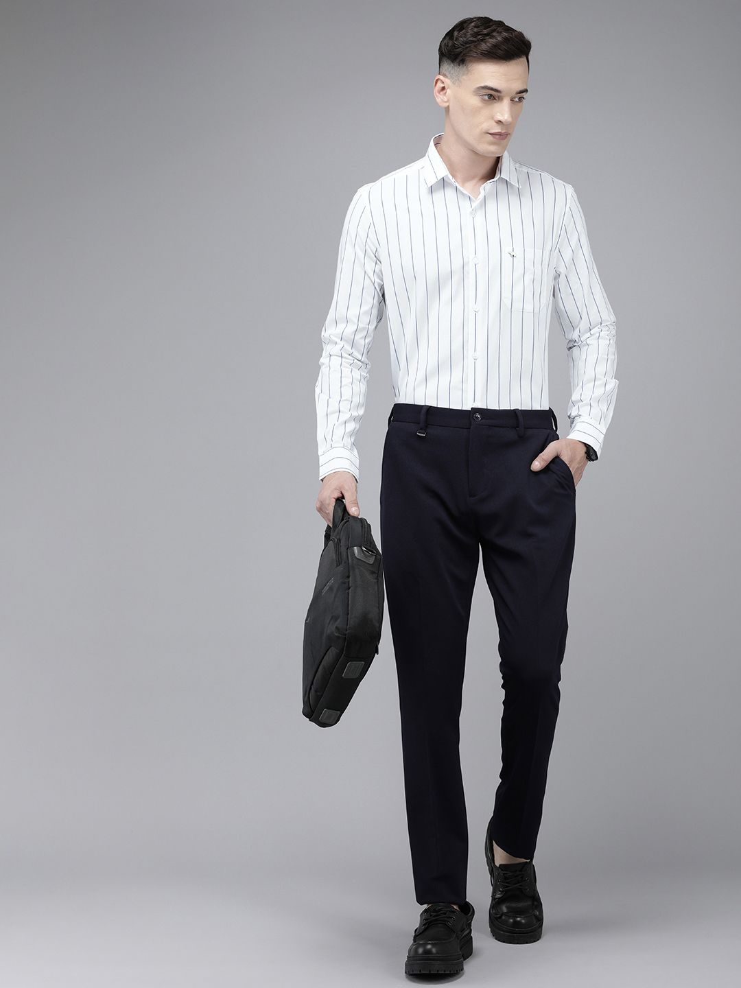 THE BEAR HOUSE Slim Fit Striped Pure Cotton Shirt