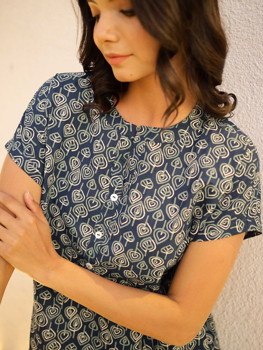 SANSKRUTIHOMES Women Printed Pure Cotton Night suit