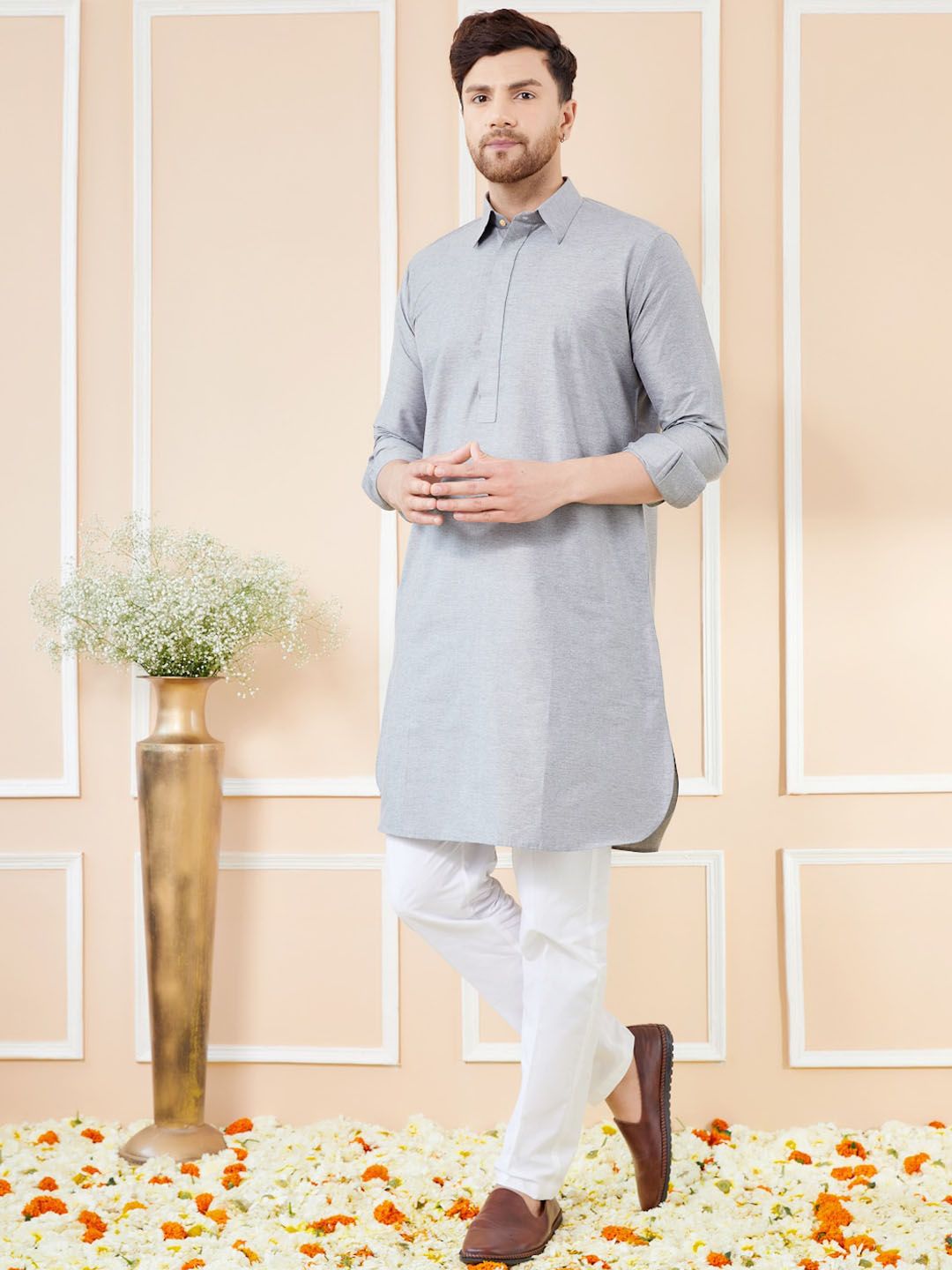 See Designs Shirt Collar Cotton Pathani Kurta