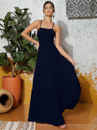 Berrylush Women Ruffled Fit & Flare Shoulder Straps Maxi Dress