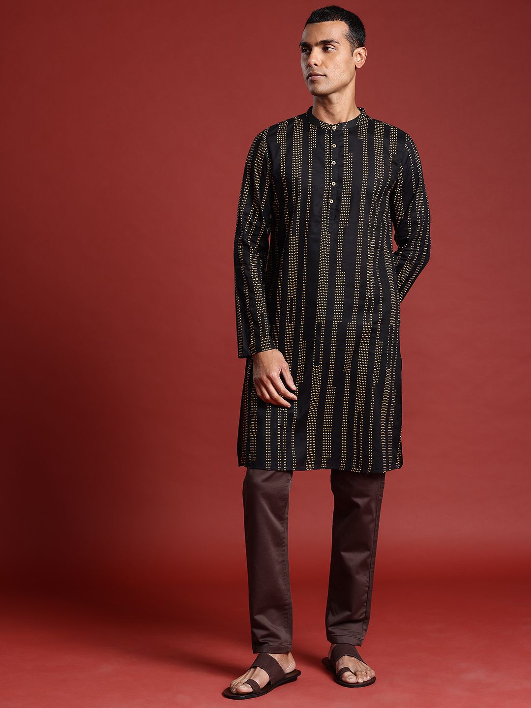 Anouk Men Pure Cotton Geometric Printed Kurta