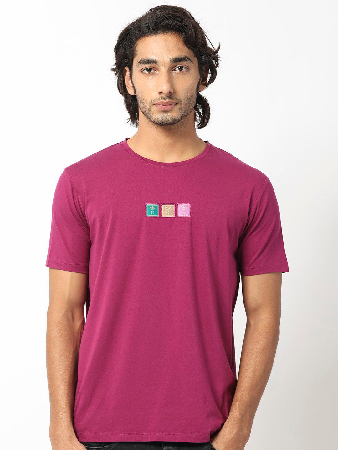 RARE RABBIT Men Palp Cotton Slim Fit T-Shirt