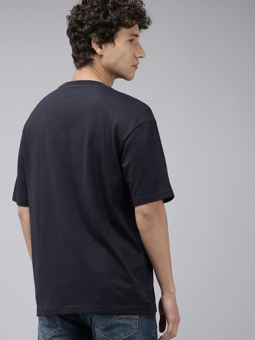 SPYKAR Typography Printed Drop-Shoulder Sleeves Oversized T-shirt