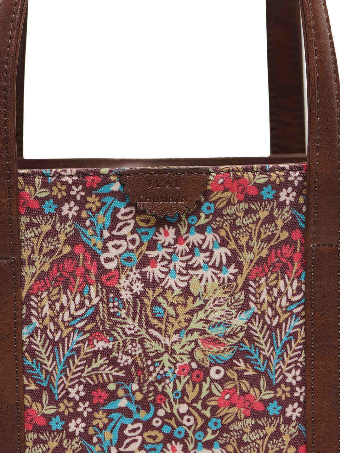 TEAL BY CHUMBAK Floral Printed Oversized Shopper Tote Bag