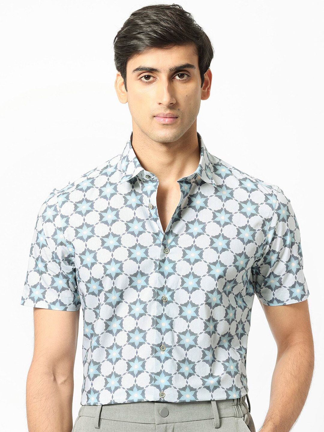 RARE RABBIT Flaret Slim Fit Abstract Printed Pure Cotton Shirt