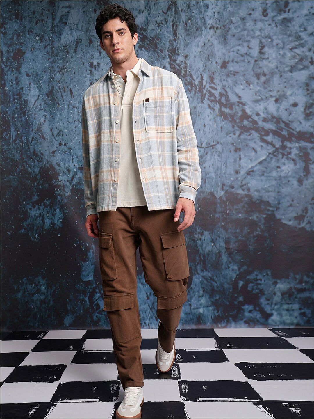 LOCOMOTIVE Dobby Textured Checked Overshirt