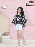 Cutiekins Girls Black & White Printed Top with Shorts Set