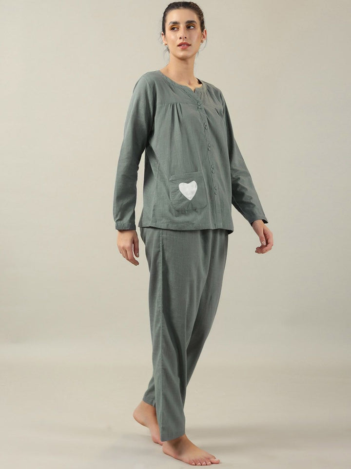 SANSKRUTIHOMES Green Pure Cotton Night suit