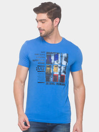Being Human Men Blue Printed Pure Cotton T-shirt