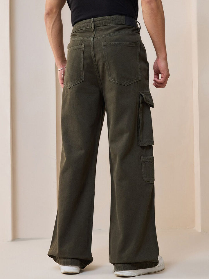 Bewakoof Men Straight Fit High-Rise Distressed Organic Cotton Baggy Jeans