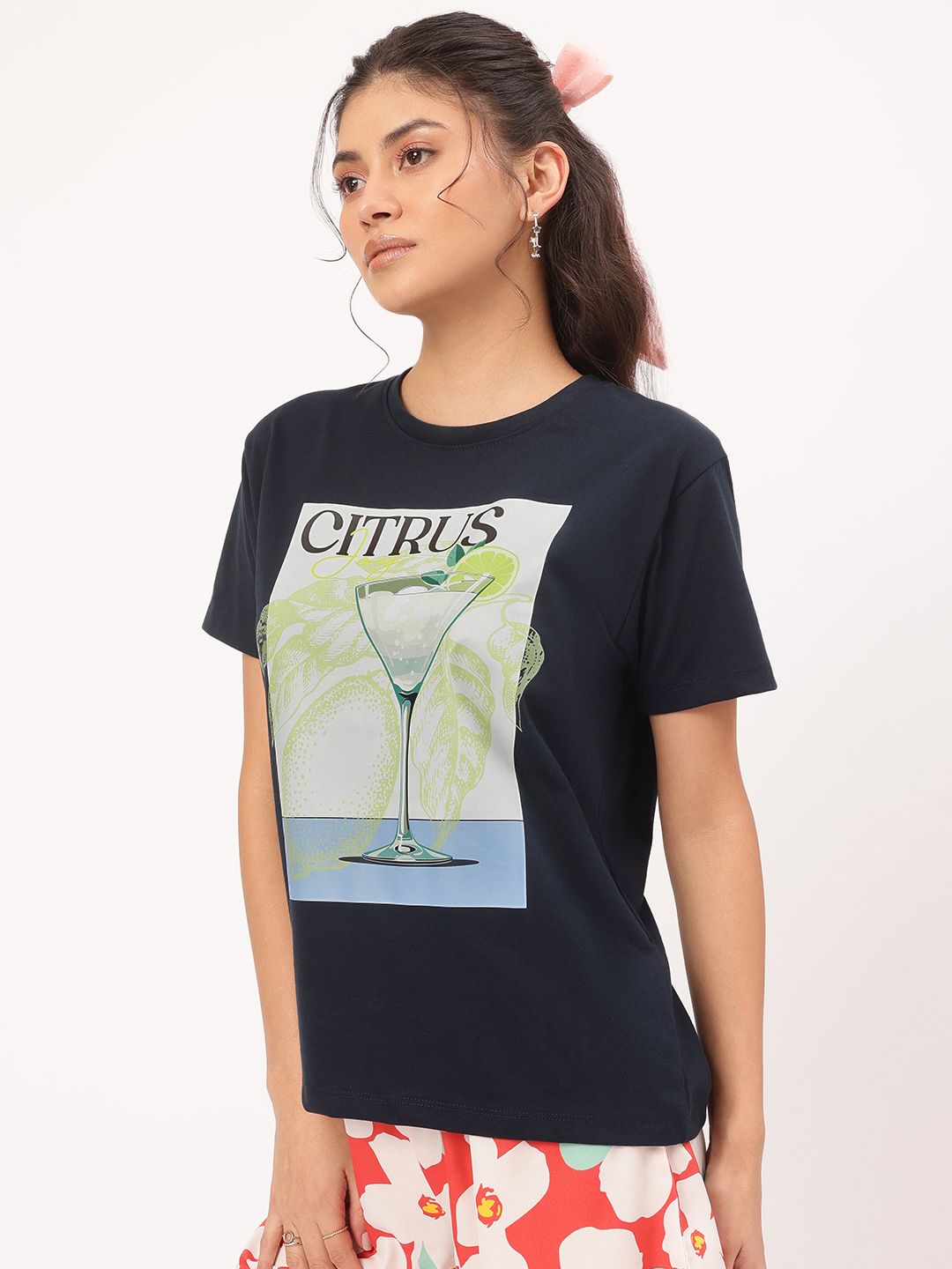 DressBerry Urban Basics Printed Relaxed Fit T-shirt