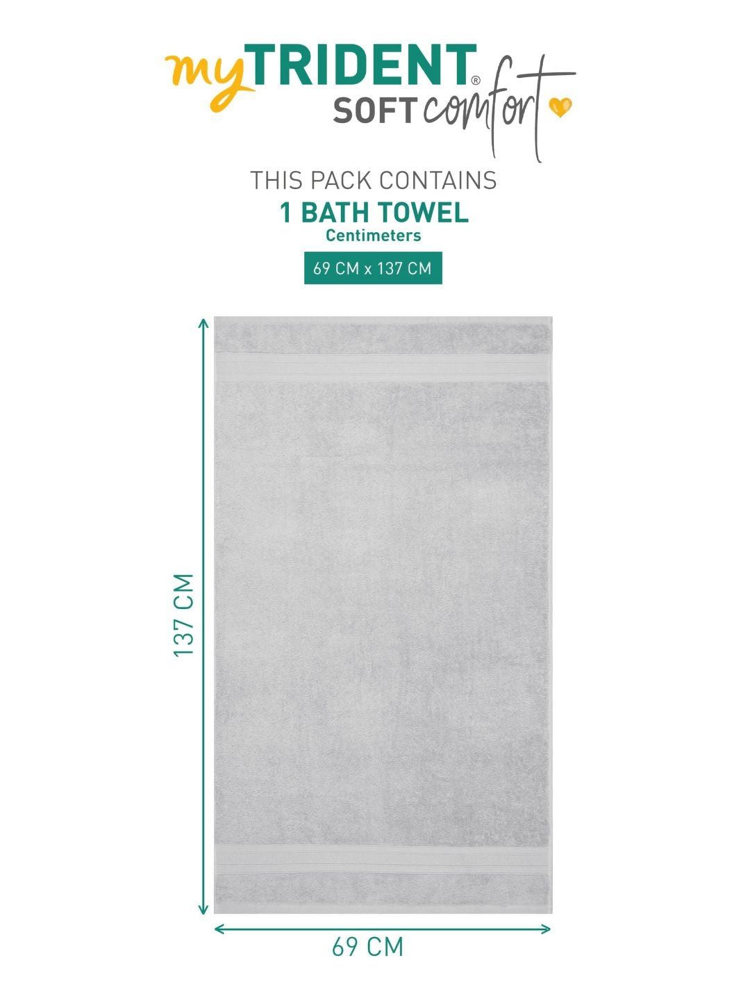 MYTRIDENT Silver-Toned Cotton 500 GSM Bath Towel