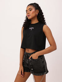 DressBerry Grunge Glam Printed Boxy Fit Crop Tshirts