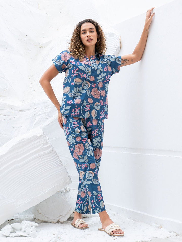 SANSKRUTIHOMES Printed Pure Cotton Top With Trousers Co-Ords