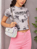 DressBerry LA City Chic Printed Dyed Crop T-shirt
