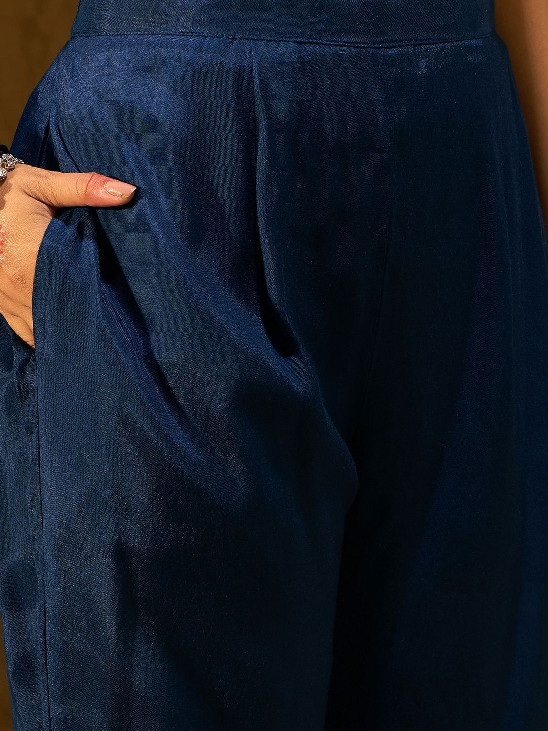 Indo Era Ethnic Motifs Embroidered Zari Straight Kurta with Trousers & Dupatta