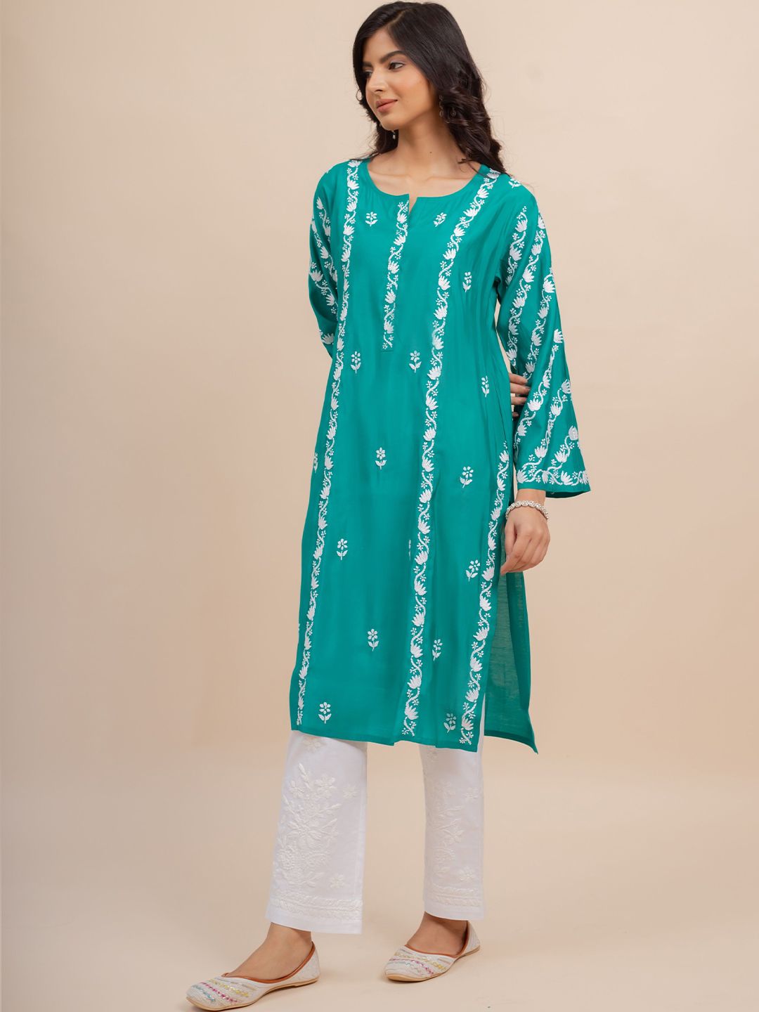 HOUSE OF KARI Women Chikankari Muslin Kurta