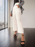 DressBerry Women Feminine Glam Seersucker Pleated Trousers
