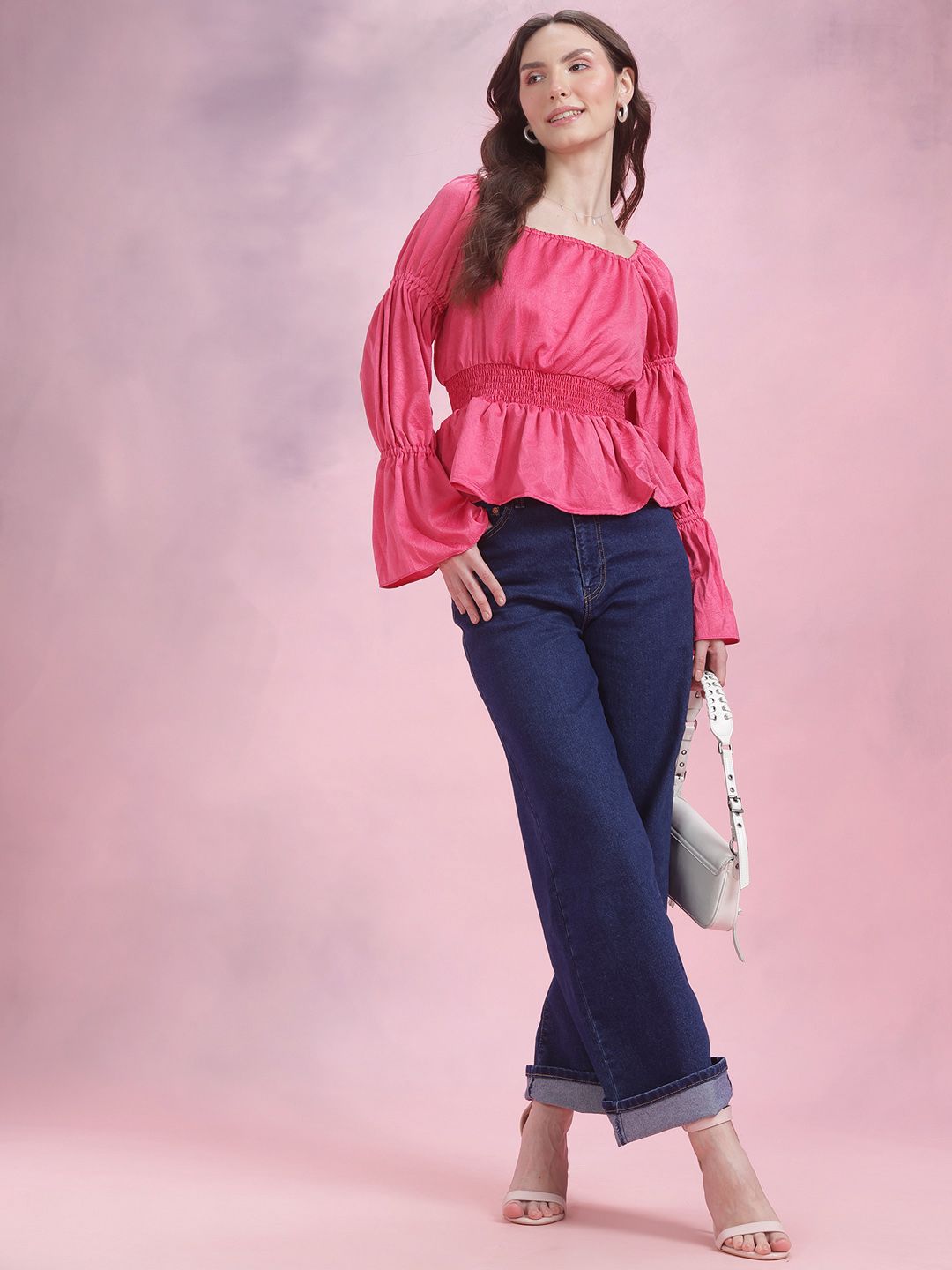 DressBerry Puff Sleeve Peplum Top