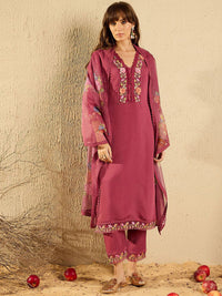 Indo Era Women Floral Yoke Design Regular Thread Work Kurta with Trousers & With Dupatta