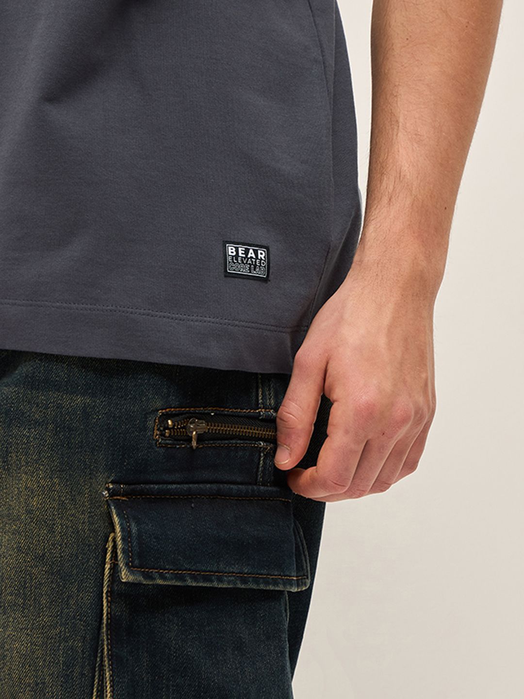 THE BEAR HOUSE Typography Printed Drop Shoulder Sleeves Cotton Oversized T-shirt