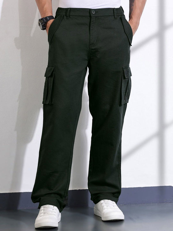 Thomas Scott Men Cotton Mid-Rise Smart Cargos Trousers