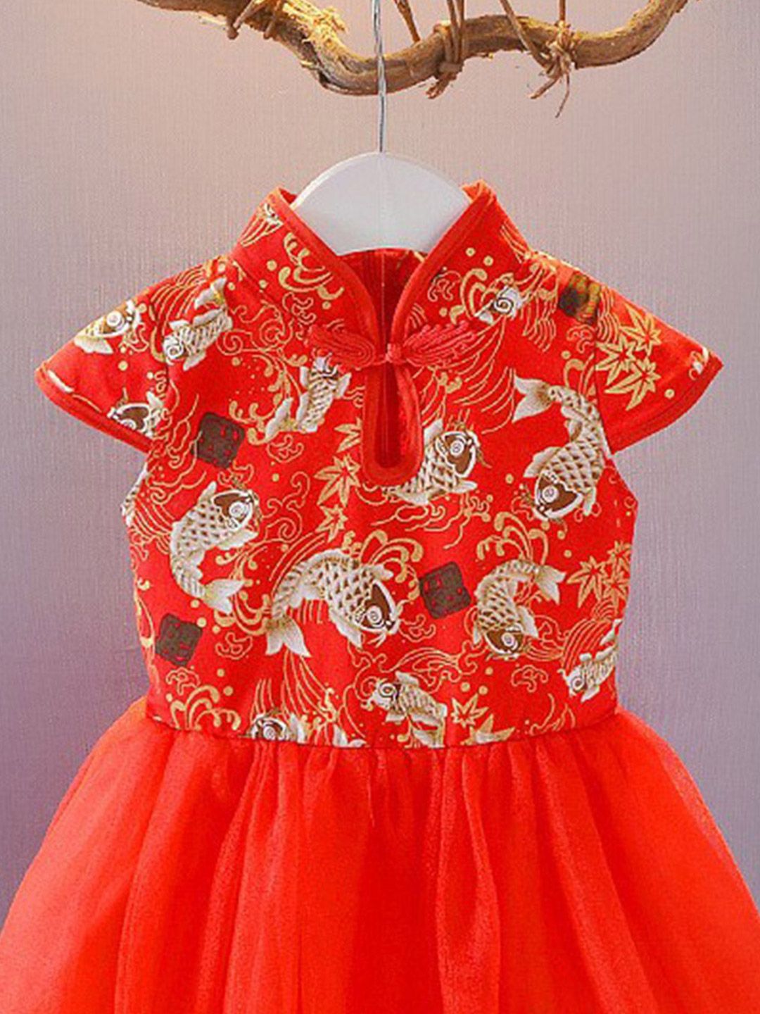 YK Girls Printed Fit & Flare Dress