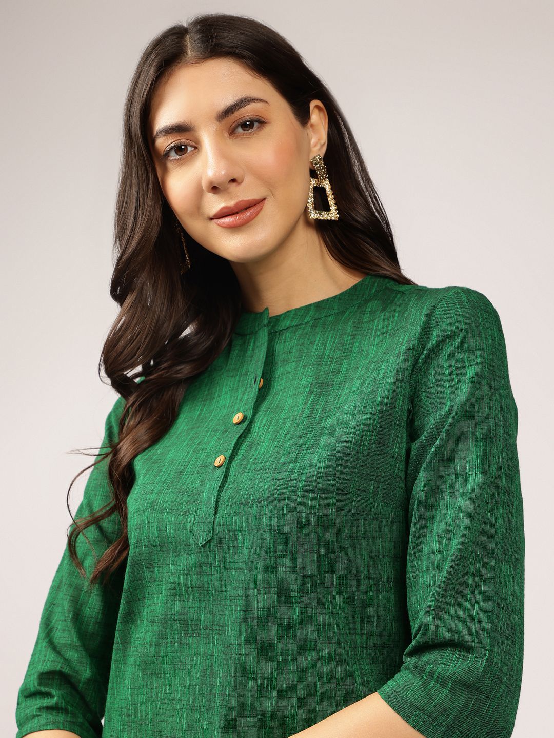 Anouk Mandarin Collar Pure Cotton Straight Kurta